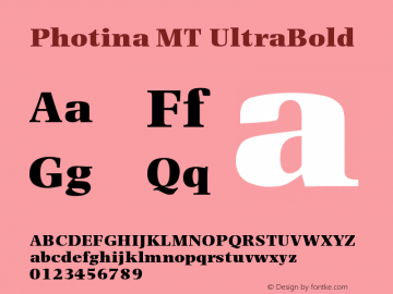 Photina MT UltraBold Version 001.003 Font Sample