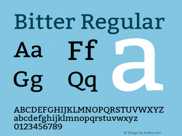 Bitter Regular Version 1.001 Font Sample