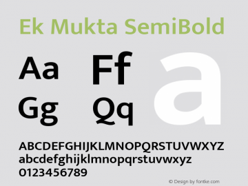 Ek Mukta SemiBold Version 1.2 Font Sample