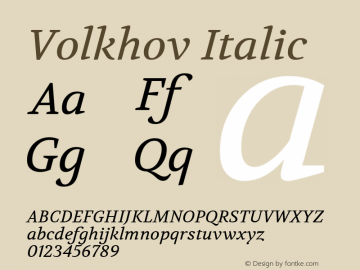 Volkhov Italic Version 1.010图片样张