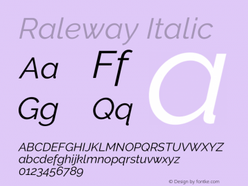 Raleway Italic Version 3.000g; ttfautohint (v1.5) -l 8 -r 28 -G 28 -x 14 -D latn -f cyrl -w G -c -X 