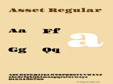 Asset Regular Version 1.001 Font Sample