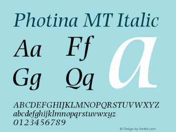 Photina MT Italic Version 001.003图片样张