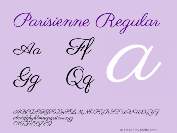 Parisienne Regular Version 1.000 Font Sample