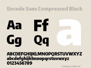 Encode Sans Compressed Black Version 1.000; ttfautohint (v1.00) -l 8 -r 50 -G 200 -x 14 -D latn -f none -w G Font Sample