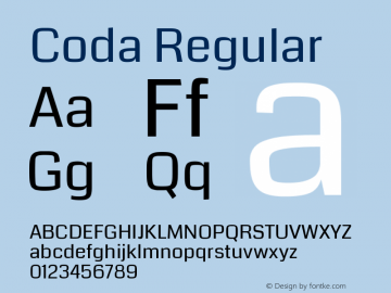 Coda Regular Version 2.000; ttfautohint (v0.8) -r 50 -G 200 -x图片样张
