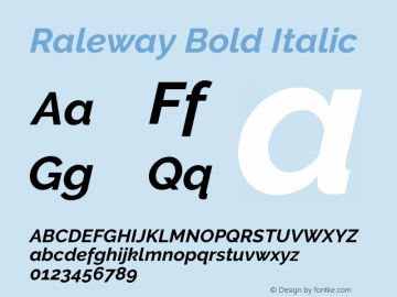 Raleway Bold Italic Version 3.000g; ttfautohint (v1.5) -l 8 -r 28 -G 28 -x 14 -D latn -f cyrl -w G -c -X 