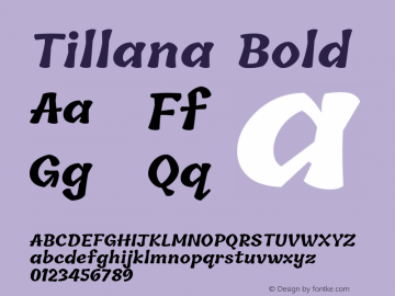 Tillana Bold Version 2.002;PS 1.0;hotconv 1.0.79;makeotf.lib2.5.61930; ttfautohint (v1.2.42-39fb) Font Sample