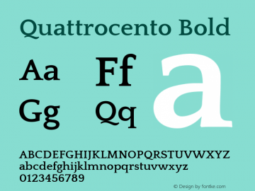 Quattrocento Bold Version 2.000 Font Sample