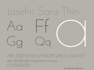 Josefin Sans Thin Unknown Font Sample