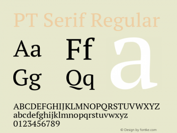 PT Serif Regular Version 1.000W OFL Font Sample