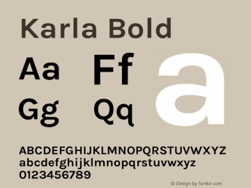 Karla Bold Version 1.000 Font Sample