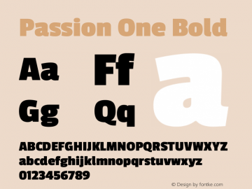 Passion One Bold Version 1.001 Font Sample