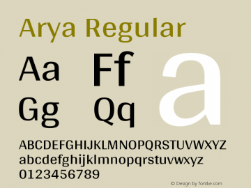 Arya Regular Version 1.001 Font Sample