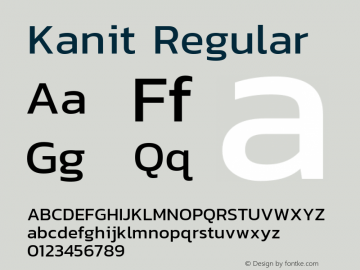 Kanit Regular Version 1.001 Font Sample