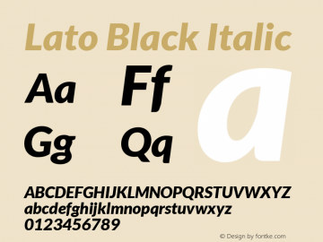 Lato Black Italic Version 1.104; Western+Polish opensource图片样张