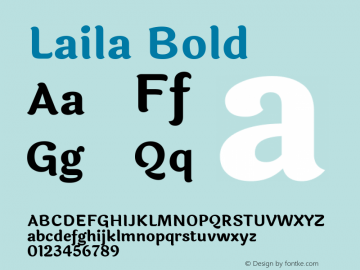 Laila Bold Version 1.301;PS 1.0;hotconv 1.0.78;makeotf.lib2.5.61930; ttfautohint (v1.1) -l 8 -r 50 -G 200 -x 14 -D latn -f deva -w gGD -W -c Font Sample
