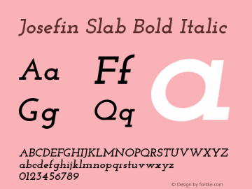 Josefin Slab Bold Italic Unknown Font Sample