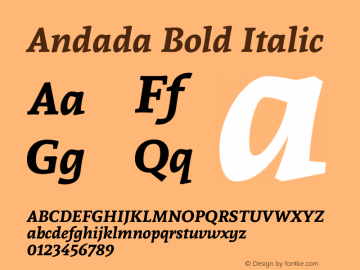 Andada Bold Italic Version 1.003图片样张