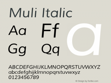Muli Italic Version 1.000图片样张