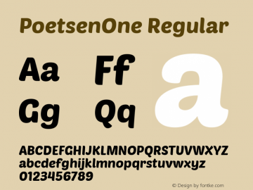 PoetsenOne Regular Version 1.000; ttfautohint (v0.8) -G 200 -r 50 Font Sample