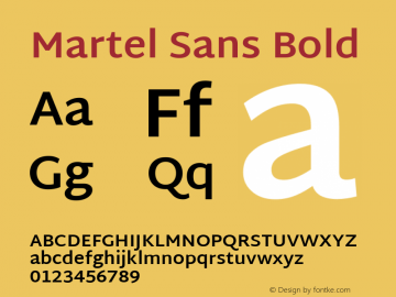 Martel Sans Bold Version 1.001; ttfautohint (v1.1) -l 5 -r 5 -G 72 -x 0 -D latn -f none -w gGD -W -c Font Sample