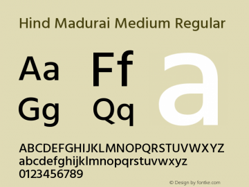 Hind Madurai Medium Regular Version 0.702;PS 1.0;hotconv 1.0.81;makeotf.lib2.5.63406图片样张