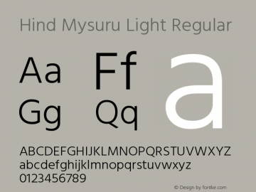 Hind Mysuru Light Regular Version 0.703;PS 1.0;hotconv 1.0.86;makeotf.lib2.5.63406图片样张