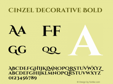 Cinzel Decorative Bold Version 1.001;PS 001.001;hotconv 1.0.56;makeotf.lib2.0.21325图片样张