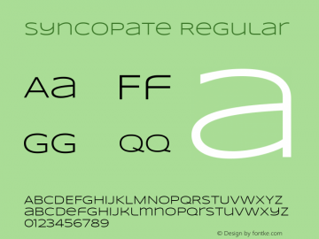 Syncopate Regular Version 001.000 Font Sample