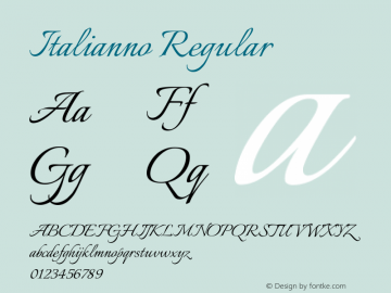 Italianno Regular Version 1.003 Font Sample