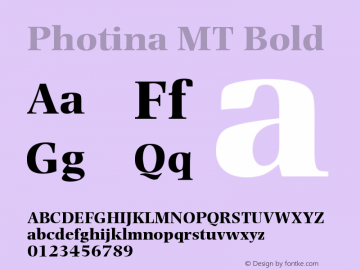 Photina MT Bold Version 001.003图片样张