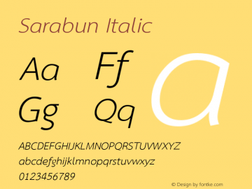 Sarabun Italic Version 1.3.2 2013 Font Sample