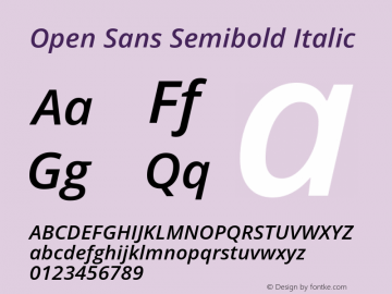 Open Sans Semibold Italic Version 1.10 Font Sample