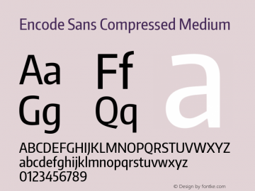 Encode Sans Compressed Medium Version 1.000; ttfautohint (v1.00) -l 8 -r 50 -G 200 -x 14 -D latn -f none -w G Font Sample