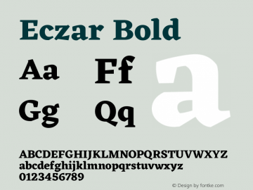 Eczar Bold Version 1.102;PS Version 1.000;hotconv 1.0.70;makeotf.lib2.5.5900; ttfautohint (v1.3) Font Sample