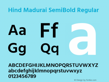 Hind Madurai SemiBold Regular Version 0.702;PS 1.0;hotconv 1.0.81;makeotf.lib2.5.63406 Font Sample