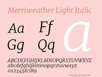 Merriweather Light Italic Version 1.584; ttfautohint (v1.5) -l 6 -r 36 -G 0 -x 10 -H 350 -D latn -f cyrl -w 