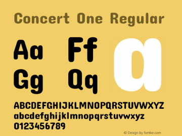 Concert One Regular Version 1.003 Font Sample