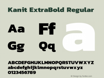 Kanit ExtraBold Regular Version 1.001 Font Sample