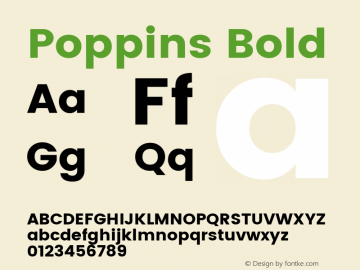 Poppins Bold Version 2.000;PS 1.0;hotconv 1.0.79;makeotf.lib2.5.61930; ttfautohint (v1.3) Font Sample