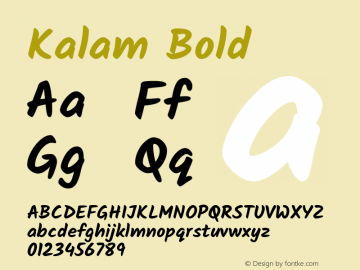 Kalam Bold Version 2.001;PS 1.0;hotconv 1.0.79;makeotf.lib2.5.61930; ttfautohint (v1.3)图片样张