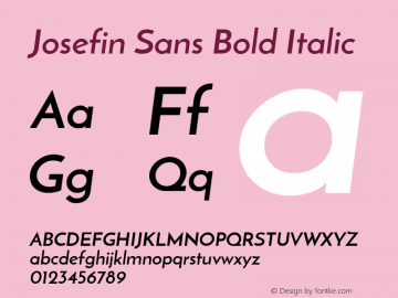 Josefin Sans Bold Italic Version 1.0 Font Sample