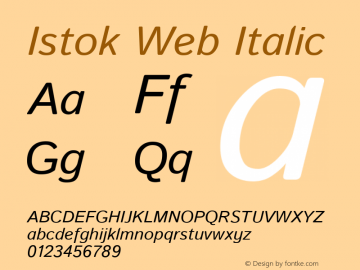 Istok Web Italic Version 1.0.2g Font Sample
