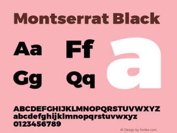 Montserrat Black Version 1.000;PS 002.000;hotconv 1.0.70;makeotf.lib2.5.58329 DEVELOPMENT; ttfautohint (v1.00) -l 8 -r 50 -G 200 -x 14 -D latn -f none -w G Font Sample