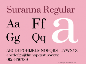 Suranna Regular Version 1.0.5; ttfautohint (v1.2.42-39fb)图片样张
