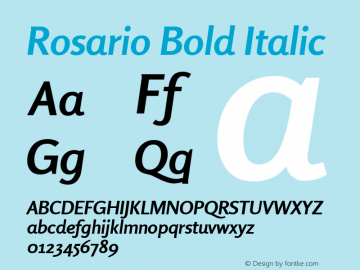 Rosario Bold Italic Version 1.004 Font Sample