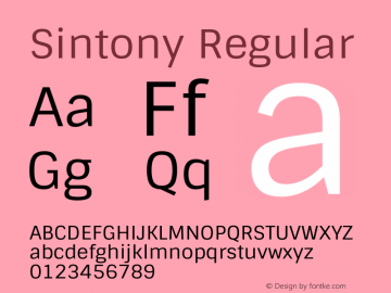 Sintony Regular Version 001.001 Font Sample