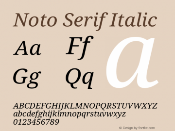Noto Serif Italic Version 1.03图片样张