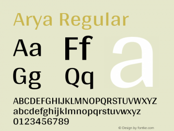 Arya Regular Version 1.001 Font Sample